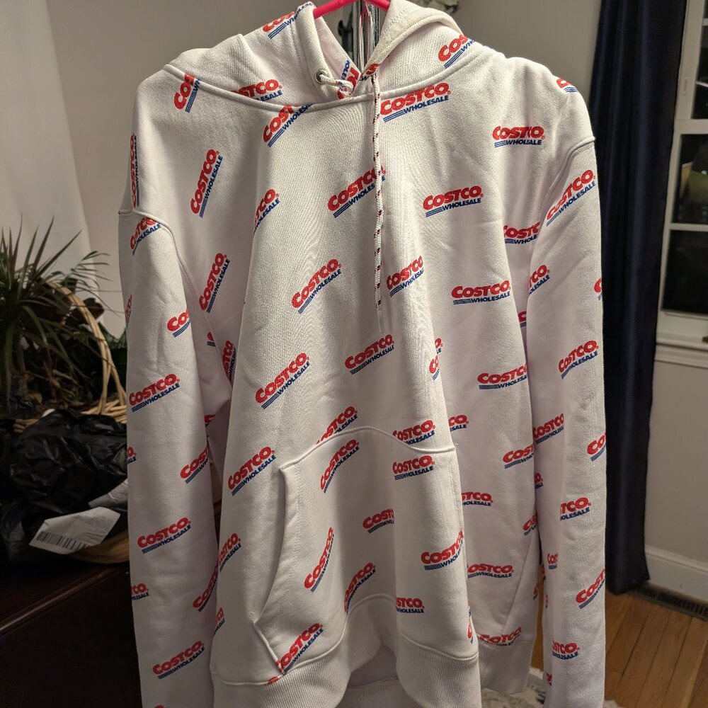 Costco Wholesale Unisex Logo Hoodie, White, Men's Large/Women's X-Large